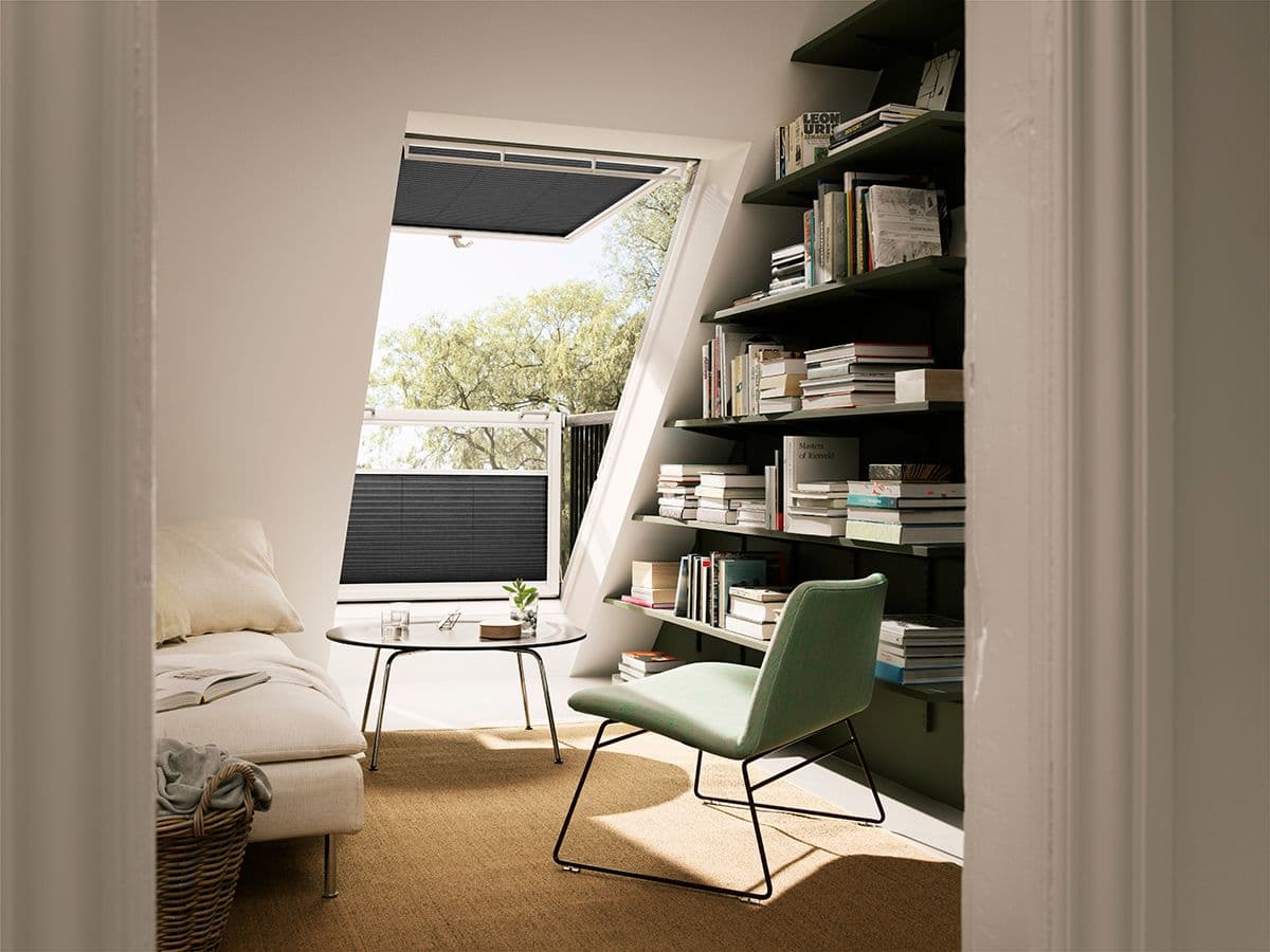 innvendig solskjerming takvindu med Duo blendingsrullegardin fra Velux